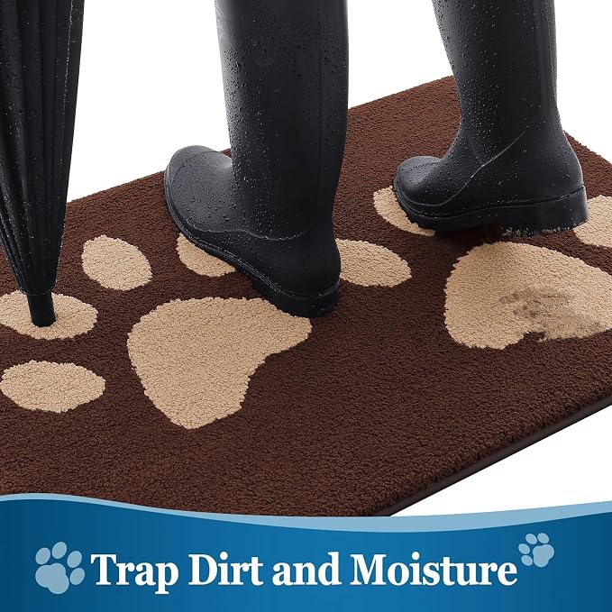 Buganda Dog Door Mat for Muddy Paws, Absorbent Dirt Trapper Washable Indoor - Image 2