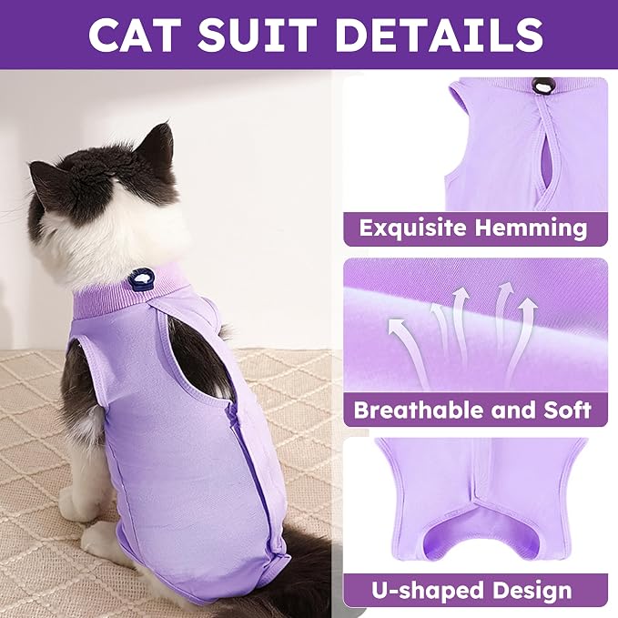 Cat Recovery Suit, Breathable Cat Surgery Recovery Suit Female, Cat Onesie - Image 6