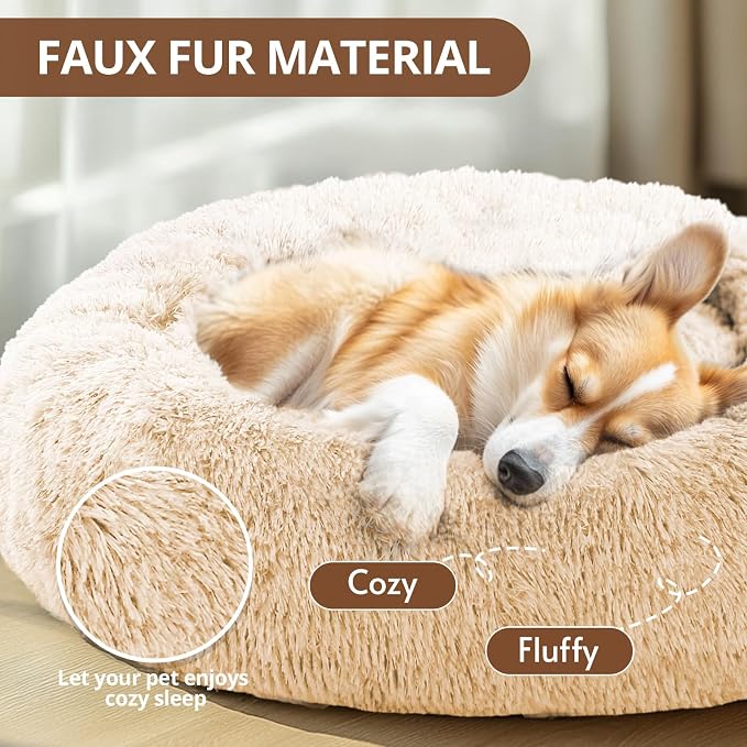JOLLYVOGUE Calming Dog Bed Large Size Dog, Anti-Anxiety Donut Large Pet Bed - Image 2