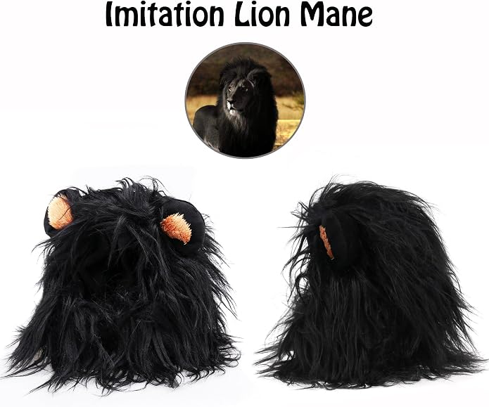 Onmygogo Lion Mane Wig for Cats and Dogs, Funny Pet Cat Costumes for Halloween - Image 2