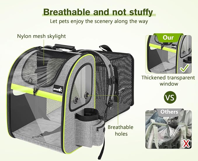 Pecute Pet Carrier Backpack, Large Cat Carrier Backpack Hold Up to 22 Lbs - Image 3
