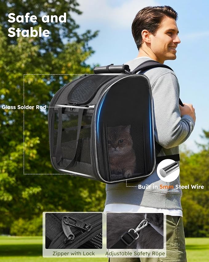 Pecute Cat Backpack with Widened Interior Space, Upgraded Dog Backpack Carrier - Image 4