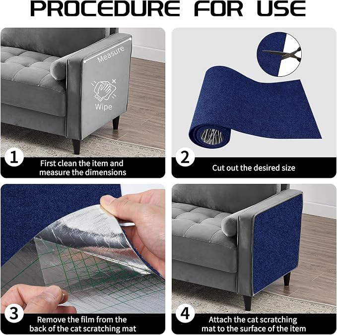 2 Pcs Total 78.8"x15.8" Cat Scratch Mat, Cat Scratch Couch Furniture Protector - Image 4
