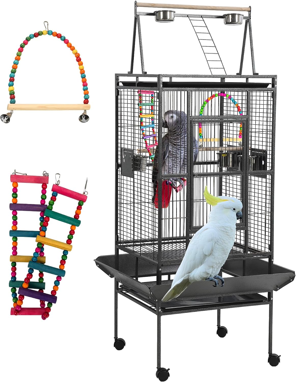 68 Inch Large Bird Cage with Playtop and Stand - GlobalHabitat Supply