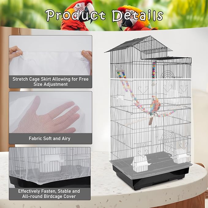 Universal Bird Cage Seed Catcher – Stretchy, Lightweight Mesh Skirt - Image 3