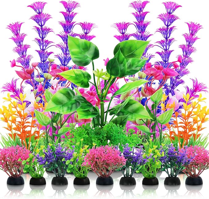 Aquarium Decorations Plants, Colorful Fish Tank Accessories, Fish Tank Plants by QUOZUO