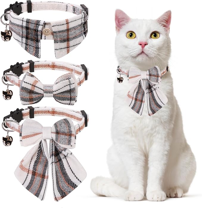 Cat Collar with Bells Breakaway, Bowtie Cat Collar by DILLYBUD