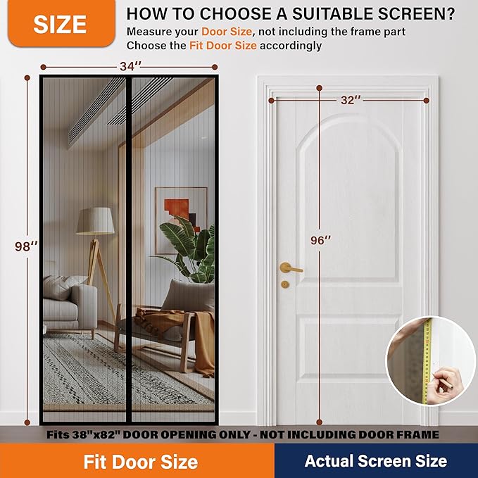Magnetic Screen Door, Fit Door Size 32 x 96 Inches, Screen Doors - Image 2