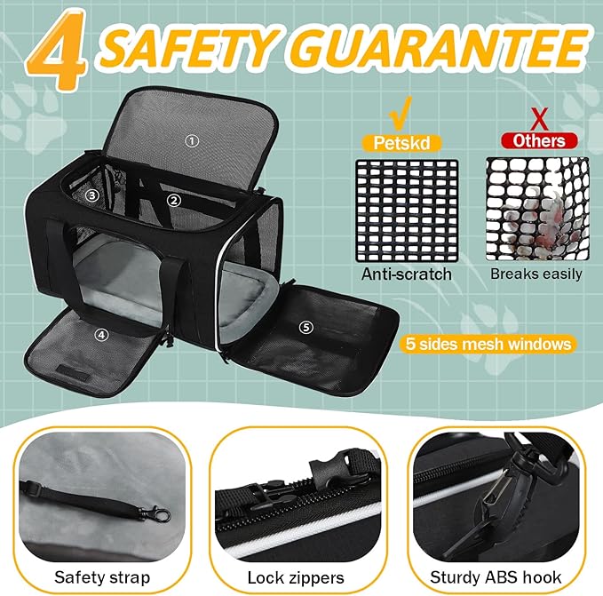 Petskd Pet Carrier 17x12x8.5 JetBlue Allegiant Airline Approved, Pet Travel - Image 5
