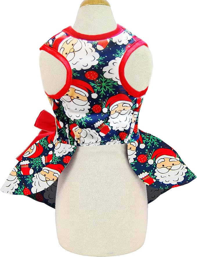 Pohshido Christmas Dog Dress, Winter Holiday Santa Claus Skirt - Image 2