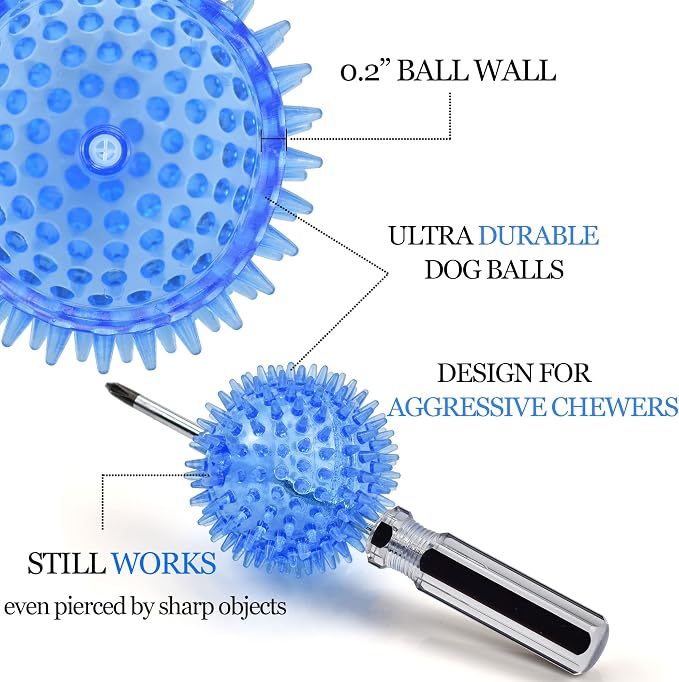 6pack Squeaky Dog Toys Spiky Dog Balls Cleans Teeth and Promotes Dental and Gum - Image 2