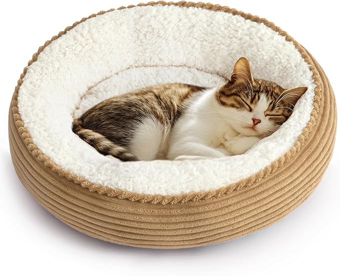 Love's cabin Round Donut Cat and Dog Cushion Bed, 20in Pet Bed by Lovescabin