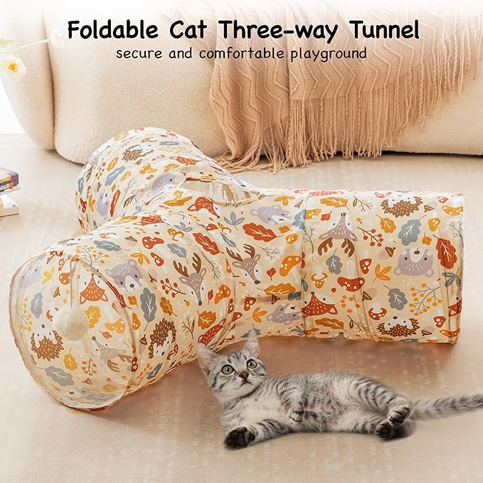 Tempcore Pet Cat Tunnel Tube Cat Toys 3 Way Collapsible, Cat Tunnels - Image 3