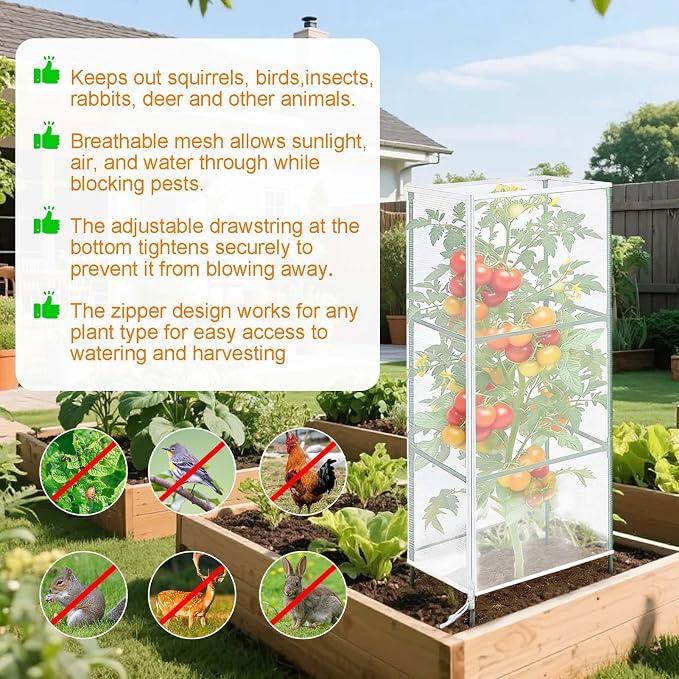 3 Pack Garden Netting Cover for Square Tomato Cage - Image 3