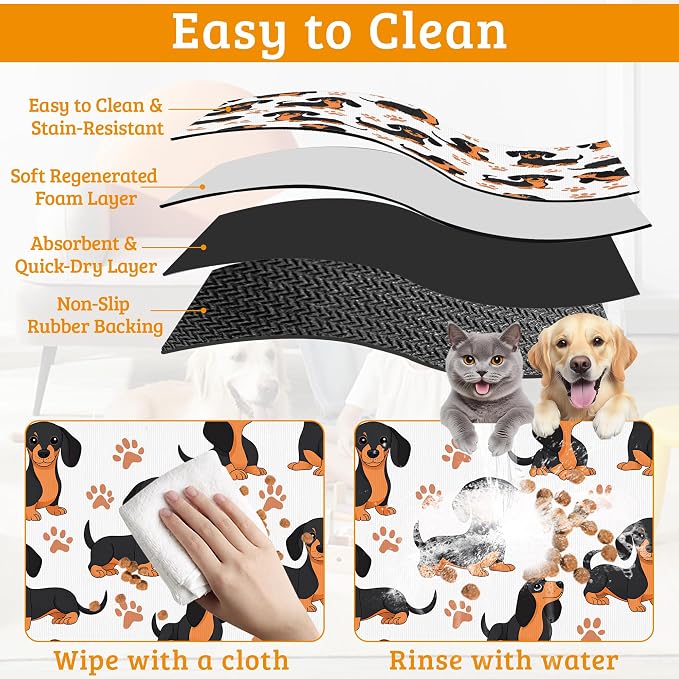 Dog Bowl Mat, Dog Dachshund Pet Feeding Mat - Image 5