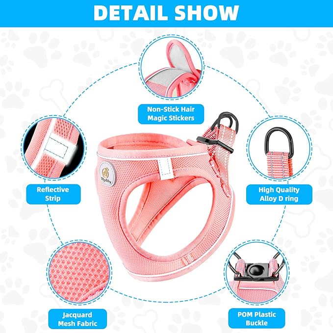 Hipubby Dog Harness and Leash Set, No Pull Soft Mesh Puppy Harness - Image 3