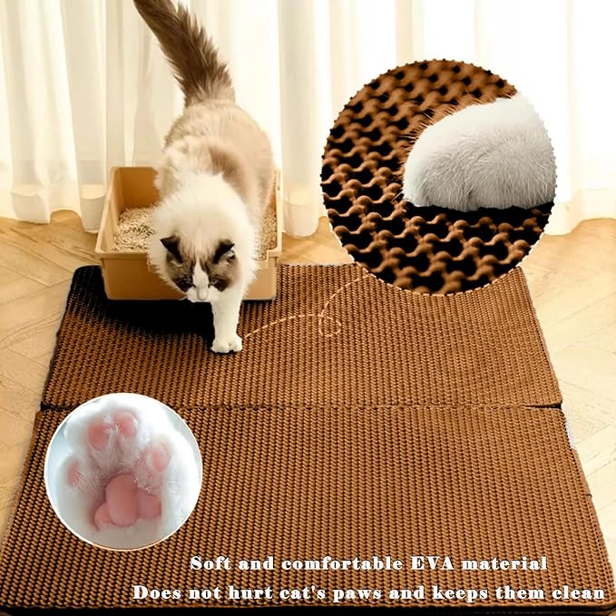 HCY&WLD Cat Litter Mat, Honeycomb Double Layer Cat Litter Trapping Mat - Image 3