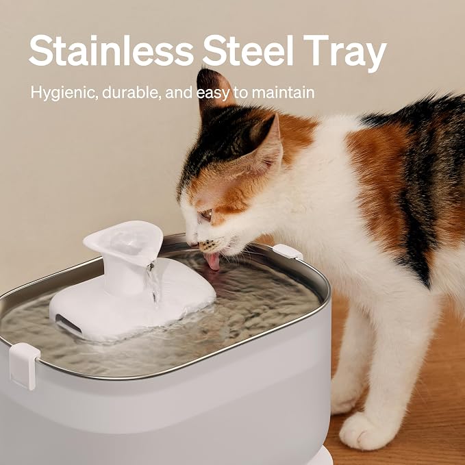 PETLIBRO Cat Water Fountain, Cat Fountain Indoor Stainless Steel Tray, - Image 2