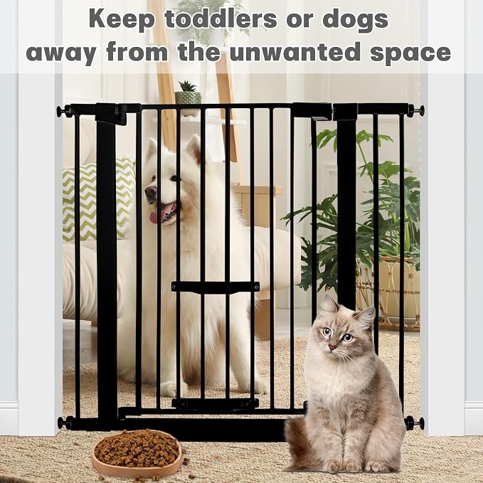 37 Inch Tall Baby Gate with Small Cat Door, Adjustable 29.5" and -40.55" - Image 5