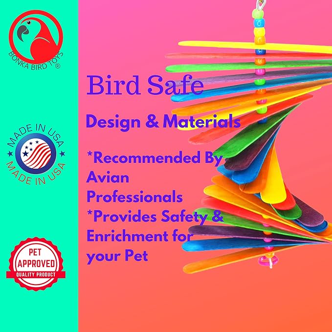 Bonka Bird Toys 867 Big Stick 9.50" x 6", Medium Parrot Chew Cage Toy, and - Image 5