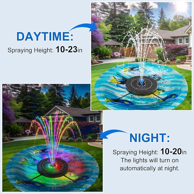 Solar Fountain Pump with 3 Spray Height Adjustments, Upgraded Glass Solar Bird - Image 6