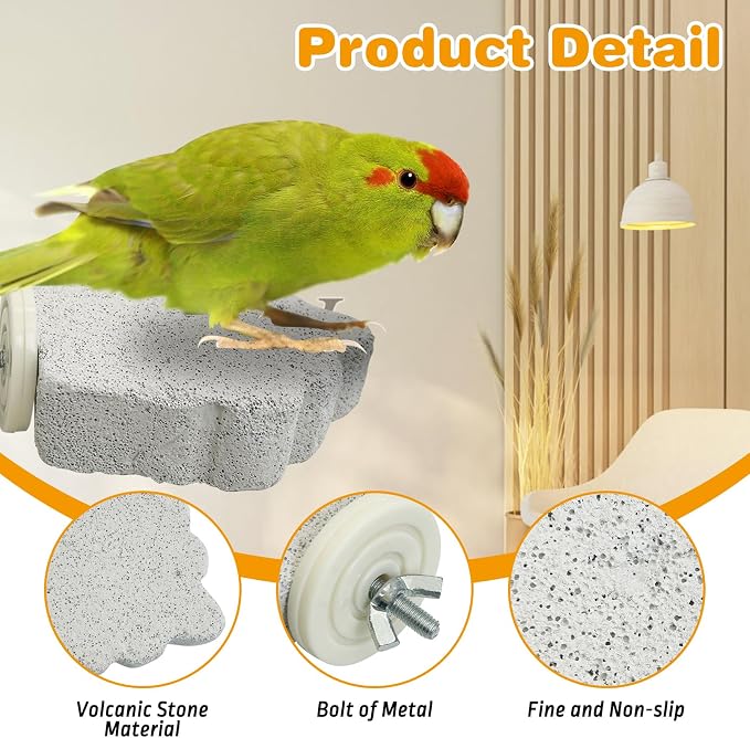 PINVNBY 8 PCS Bird Perches Calcium Parrot Perch Stand Bird Beak Grinding Stone - Image 3