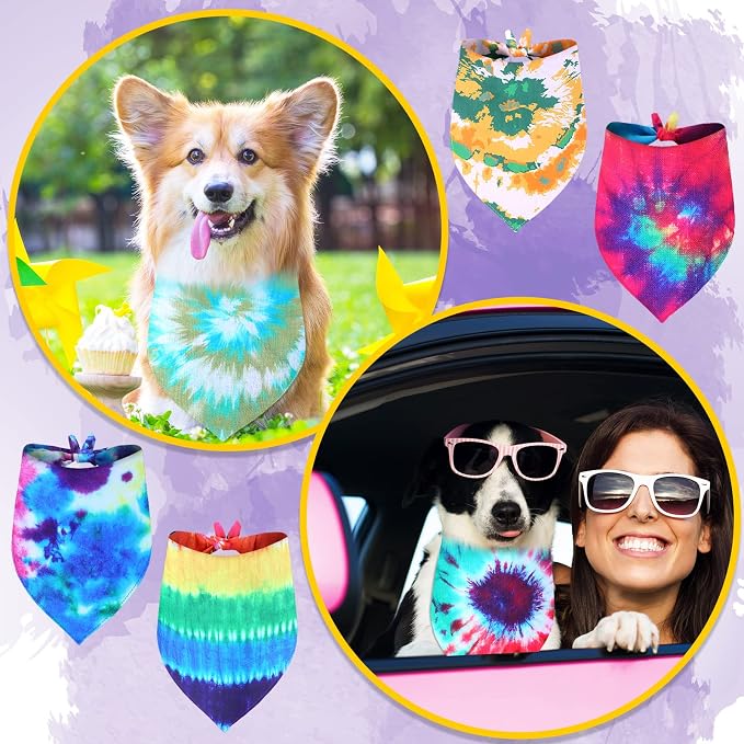 Silkfly 50 Pcs Summer Tie Dye Dog Bandanas Bulk Pet Scarf Grooming Salon - Image 4