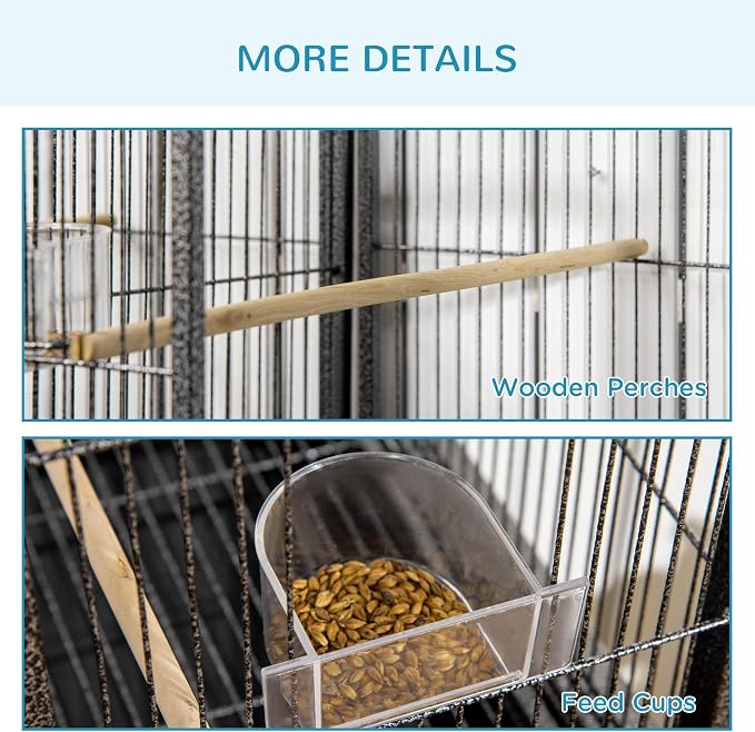 PawHut 65" Double Rolling Metal Bird Cage - Image 8