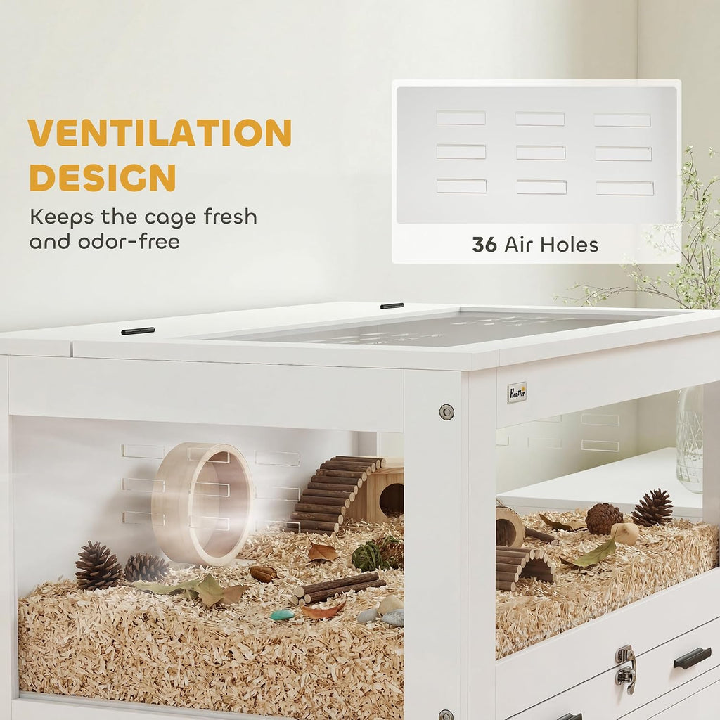 PawHut Hamster Cage with Storage Cabinet, 30in x 19.5in x 36in - GlobalHabitat Supply