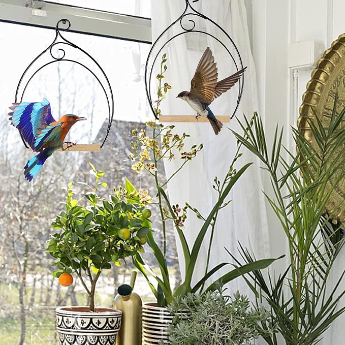 winemana Set of 3 Hummingbird Swings, Rust Resistant Metal Frame, Wooden Dowel - Image 7