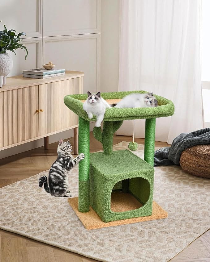SYANDLVY 27" Cactus Cat Tree for Indoor Cats, Modern Kitten Condo - Image 7