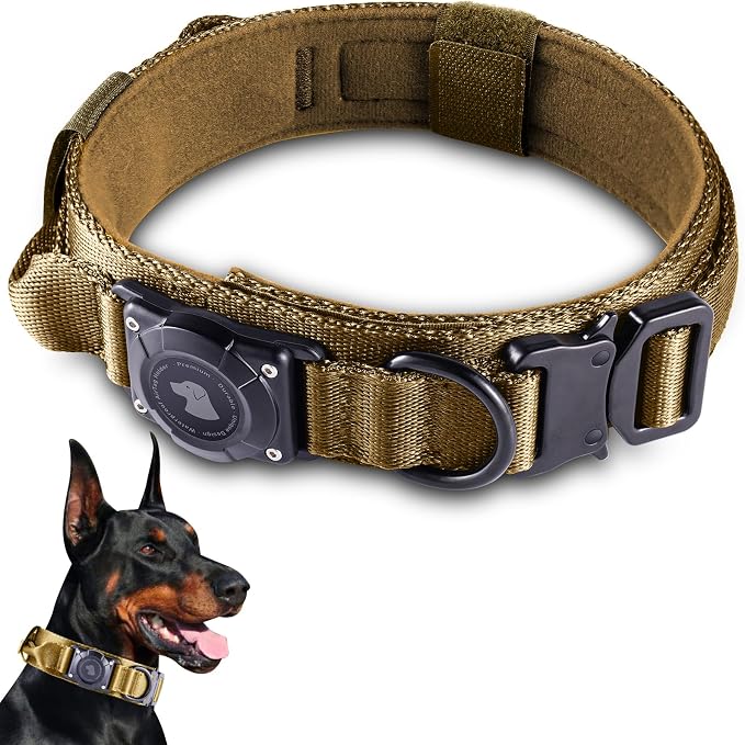 2025 Upgrade Waterproof AirTag Dog Collar, Military Tactical Dog Collar by ODOKELE