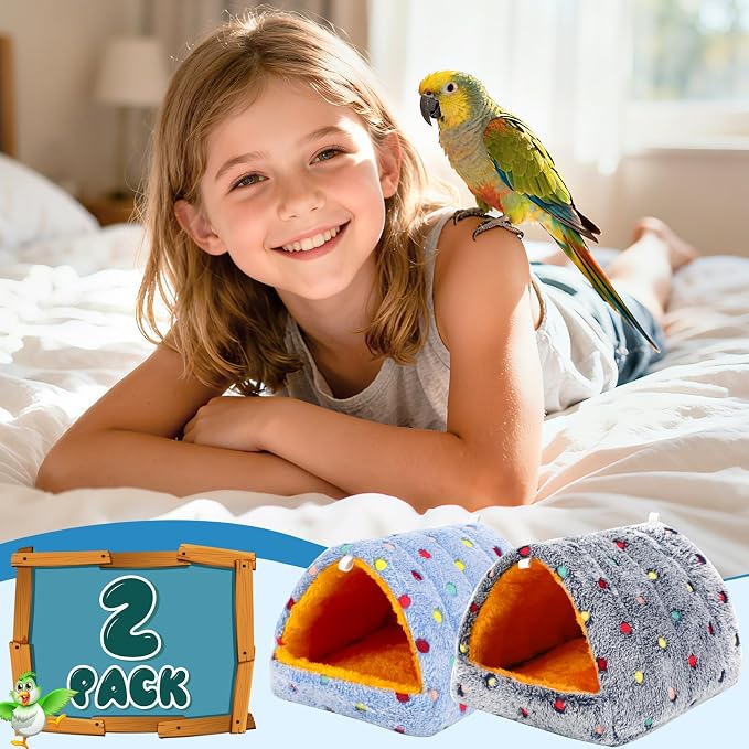 2 Pack Bird Nest House, Hanging Hammock Fluffy Parrots Bird Bed - Image 7