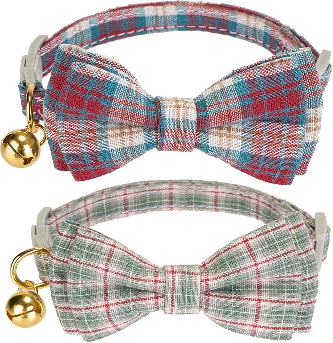 2 Pack Soft Cotton Cat Collars by Ewinoom