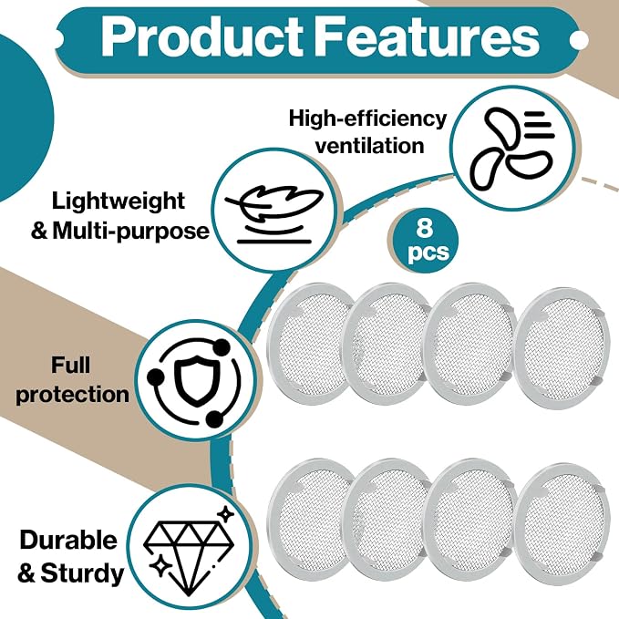 8-Pack 2" Circular Vent Covers, Steel Mesh Screen, Circular Screen - Image 3