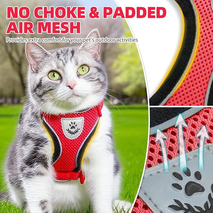 PUPTECK Cat Harness and Leash Set Escape Proof Reflective Cat Walking Harness - Image 2