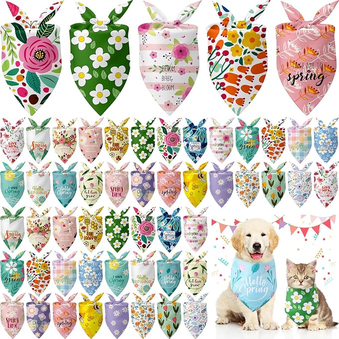 Kacctyen 50 Pcs Spring Dog Bandanas Bulk Bandanas by Kacctyen