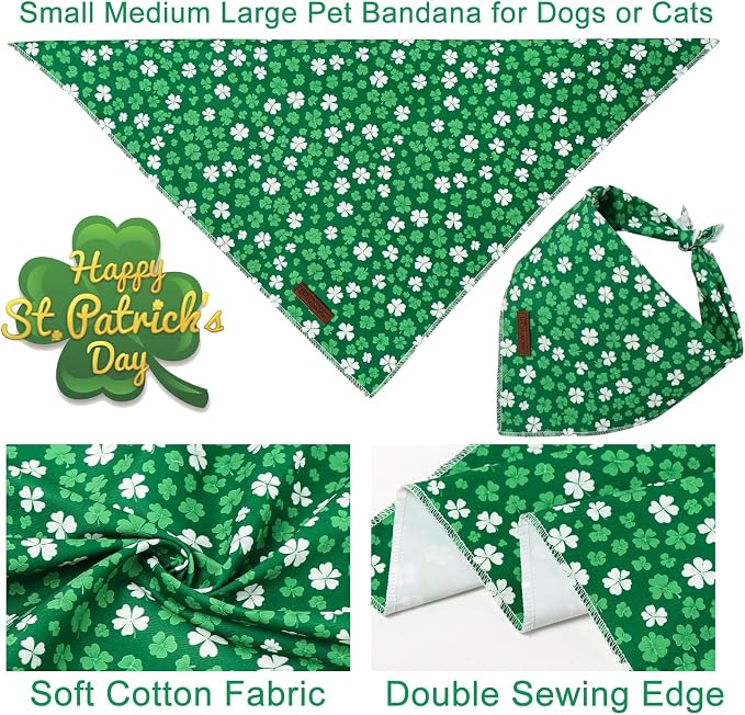 St. Patrick's Dog Bandana, UP URARA PUP Shamrock Triangle Bid Scarf - Image 3