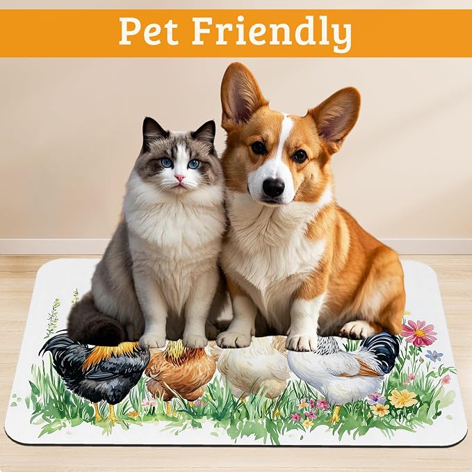 Chicken Rooster Dog Cat Food Mat - Image 2