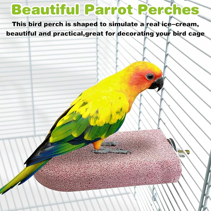 PINVNBY 3 PCS Bird Perches Calcium Parrot Perch Stand Bird Beak Grinding Stone - Image 7