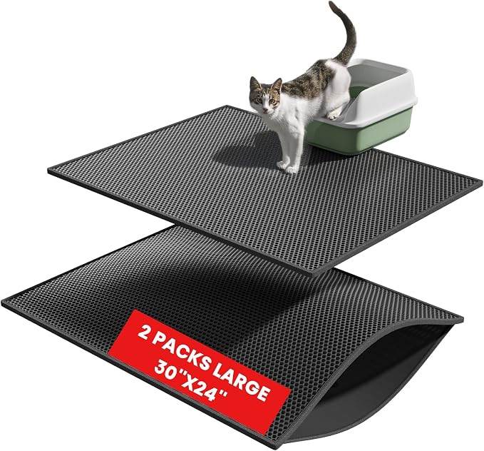 Pieviev 2 Packs Cat Litter Mat Double Layer Waterproof Urine Proof Trapping Mat by Pieviev