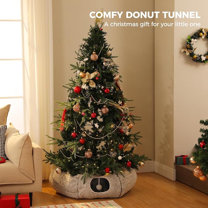 PEQULTI Cat Tunnel with Bed for Indoor Cats, Cat Play Donut Tunnel with - Image 7