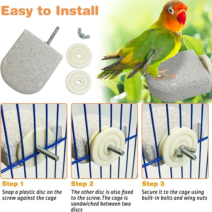 PINVNBY 8 PCS Bird Perch Bird Beak Grinding Stone Calcium Mineral Parrot Perch - Image 6