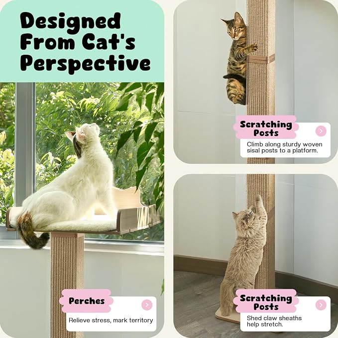 Cat Window Perch with Thick Sisal Scratching Post, Cat Hammock - Image 2