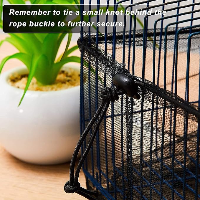 Shappy 2 Pieces Adjustable Bird Cage Seed Catcher Birdcage Cover Nylon Mesh - Image 5