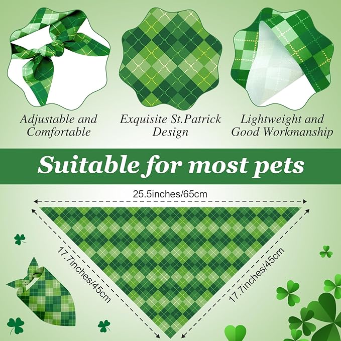 Weewooday 50 Pcs St Patricks Day Bandanas Bulk - Image 3