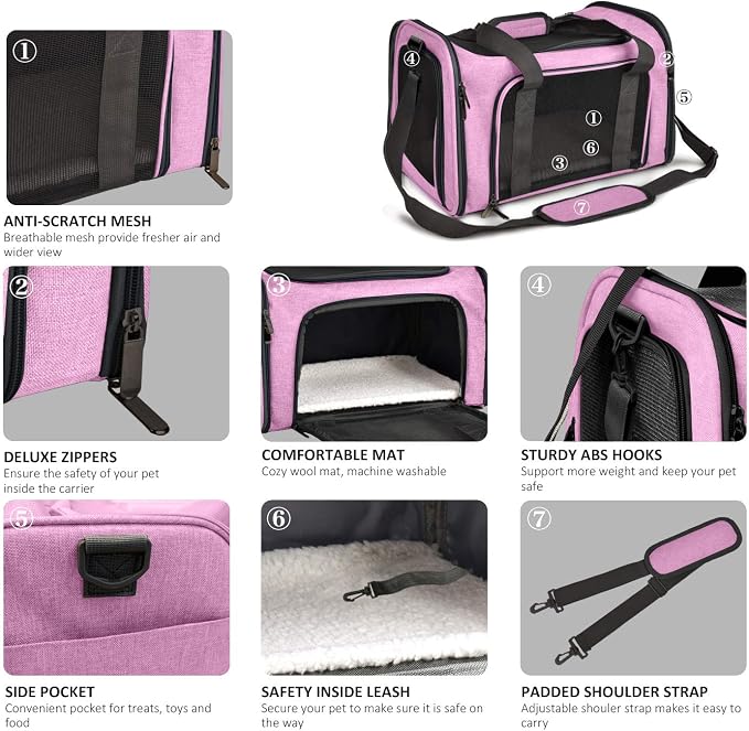Henkelion Pet Carrier for Small Medium Cats Dogs Puppies up to 15 Lbs, TSA - Image 3