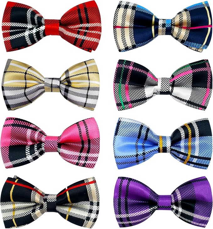 PET SHOW 8pcs Plaid Small Dogs Collar Bow Ties Puppies Cats Collar Charms by PETSHOW