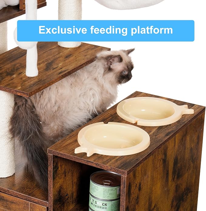 Hey-brother Cat Tree with Litter Box Enclosure, Modern Cat Tower - Image 6