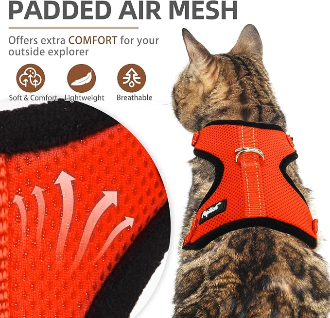 PUPTECK Cat Harness and Leash Set Escape Proof, Reflective Adjustable Soft Mesh - Image 2